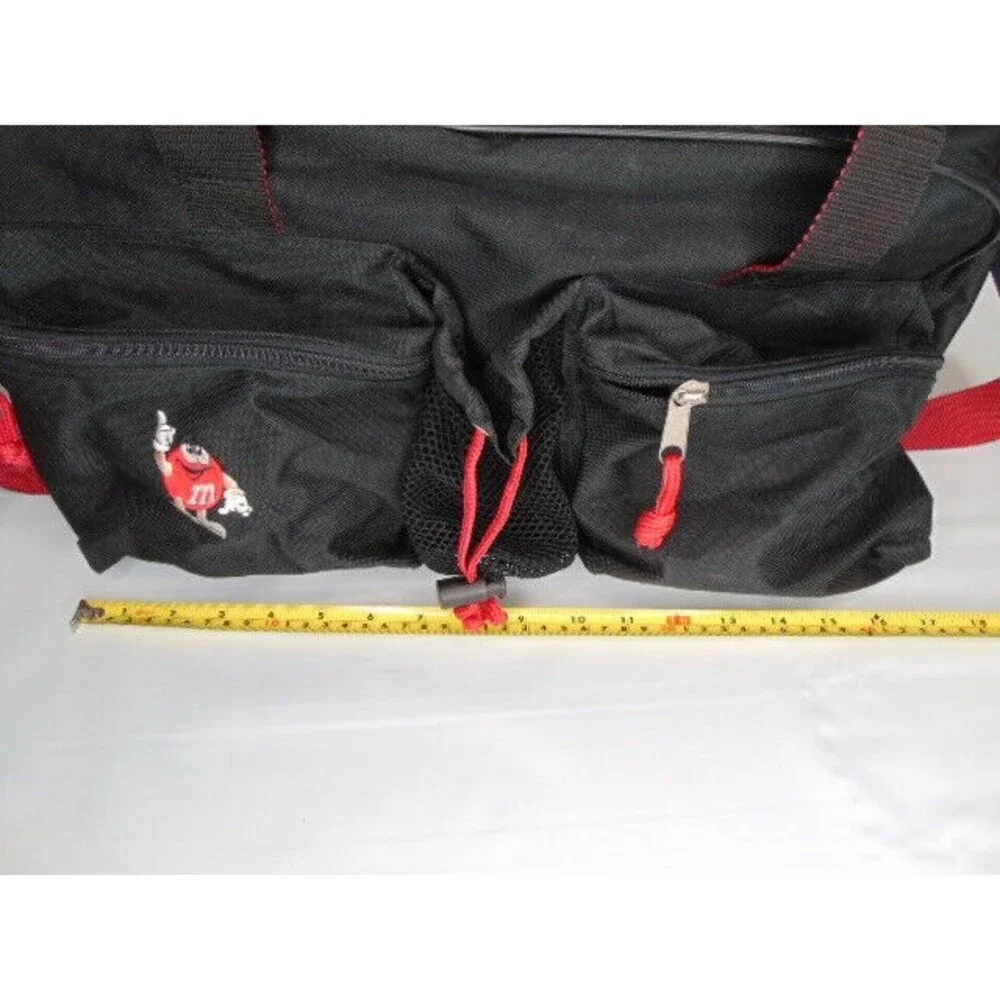 M&M Character Duffel Bag Gym Bag Red M&M Large Pockets Water Bottle Holder